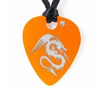 Ciondolo foro Plettro di chitarra alluminio anonizado Color- gratis incisione personalizzata por su reverso- Pre motivo incisione laser: Clave Sol arancione