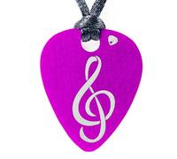 Ciondolo foro Plettro di chitarra alluminio anonizado Color- gratis incisione personalizzata por su reverso- Pre motivo incisione laser: Clave Sol viola