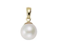 Ciondolo gioiello in oro 585 giallo lucido 1 perla coltivata d'acqua dolce 7-...
