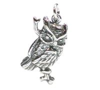 Ciondolo gufo uccello 2D in argento sterling .925 x 1 gufi uccelli charms