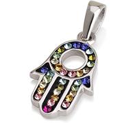 Ciondolo Hamsa con pietre preziose colorate e collana in argento 925
