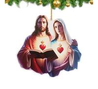 Ciondolo in acrilico a forma di Gesù, ornamento natalizio in acrilico, a forma di cuore, decorazione per auto, religioso, robusto accessorio per auto per la famiglia e la casa