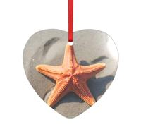 Ciondolo in acrilico a forma di stella marina sulla spiaggia con un nastro rosso, ogni ciondolo è perforato con un nastro rosso da 25 cm, Misura unica