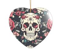 Ciondolo in acrilico con motivo floreale e teschio, decorazione natalizia per le vacanze, un ornamento di nozze e una decorazione natalizia per sposi novelle