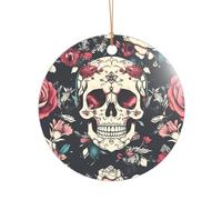 Ciondolo in acrilico con motivo floreale e teschio, decorazione natalizia per le vacanze, un ornamento di nozze e una decorazione natalizia per sposi novelle