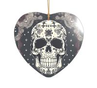 Ciondolo in acrilico con teschio yoga e fiore, decorazione natalizia per le vacanze, un ornamento di nozze e una decorazione natalizia per sposi novelle