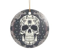 Ciondolo in acrilico con teschio yoga e fiore, decorazione natalizia per le vacanze, un ornamento di nozze e una decorazione natalizia per sposi novelle