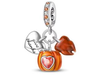 Ciondolo in argento 925 a forma di ghianda, zucca e ringraziamento, compatibile con ciondoli Pandora, Trollbeads, Chamilia, Biagi e molti altri braccialetti con ciondoli del Regno Unito.