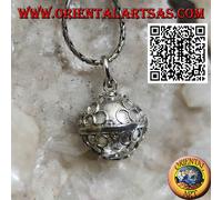 Ciondolo in Argento 925‰ campanello degli Angeli con cerchietti a fiore (Ø 12mm.