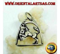 Ciondolo in argento 925 ‰ cavallo rampante sotto l'arco