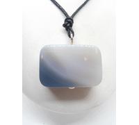 Ciondolo in ARGENTO 925 con AGATA grigia naturale e girocollo - pietra dura -