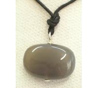 Ciondolo in ARGENTO 925 con AGATA GRIGIA naturale e girocollo - pietra dura -