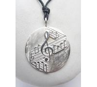 Ciondolo in Argento 925 con Chiave di Violino e spartito con note musicali - Sol