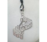 Ciondolo in Argento 925 con Chiave di Violino pentagramma note musicali spartito