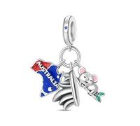 Ciondolo in argento 925 con simboli dell'Australia, compatibile con braccialetti Pandora, Trollbeads, Chamilia, Biagi e molti altri braccialetti con ciondoli del Regno Unito.