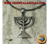 Ciondolo in argento 925 ‰ della Menorah lampada ad olio a sette bracci