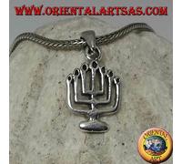 Ciondolo in argento 925 ‰ della Menorah lampada ad olio a sette braccia piccolo