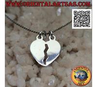 Ciondolo in Argento 925‰ doppio, cuore spezzato liscio piatto