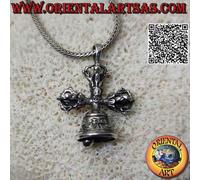 Ciondolo in Argento 925‰ doppio Dorje o Vishvajra con campana tibetana (croce ti