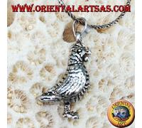 Ciondolo in argento 925 ‰ Gallo tridimensionale mobile gira la testa e piedi