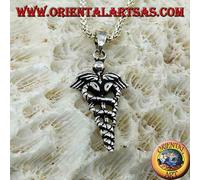 Ciondolo in Argento 925‰ il caduceo (Verga alata con due serpenti attorcigliati)
