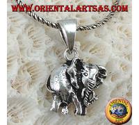 Ciondolo in argento 925‰ il pachiderma l'elefante compresa di cordoncino nero