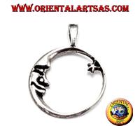 ciondolo in argento 925 ‰ , luna che guarda la stella