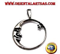 ciondolo in argento 925 ‰ , luna che guarda la stella