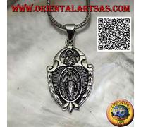 Ciondolo in Argento 925‰ medaglia scudo "Madonna" sotto il "Cristo incoronato"