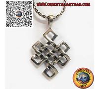 Ciondolo in Argento 925 Nodo Infinito Srivatsa Tibetano Portafortuna Shrivatsa