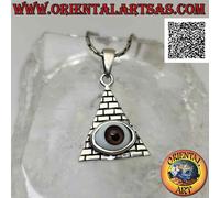 Ciondolo in Argento 925‰ occhio della provvidenza su piramide a mattoni incisi (