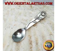 Ciondolo In Argento 925 ‰ piccolo cucchiaino con un fiore inciso