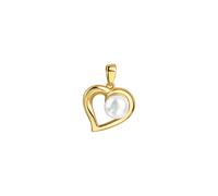 Ciondolo in argento 925/- placcato oro cuore con 1 perla coltivata d'acqua do...