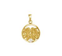 Ciondolo in argento 925 placcato oro segno zodiacale Gemelli con perla d'acqu...