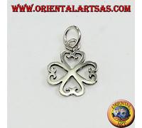 Ciondolo In Argento 925 ‰ quadrifoglio di quattro cuori