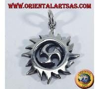 ciondolo in argento 925 ‰ Tomoe solare amuleto Giapponese