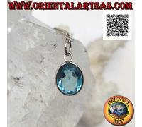 Ciondolo in argento 925‰ topazio blu ovale su montatura semplice con bo