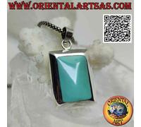 Ciondolo in argento 925‰ turchese rettangolare bombato a filo bordo liscio spess