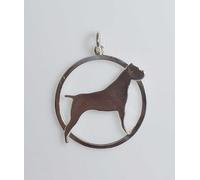 Ciondolo in argento a cerchio grande con sagoma di cane razza cane Corso, comple