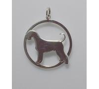 Ciondolo in argento a cerchio grande con sagoma di cane razza Schnauzer, complet