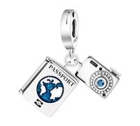 Ciondolo in argento a forma di cuore con croce compatibile con braccialetti Pandora, da viaggio, torte al cioccolato, ali d'angelo, cuori, idea regalo per donne, festa della mamma, Natale, compleanno