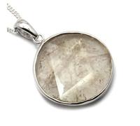 Ciondolo in argento a forma di stella di David con quarzo rutilato sfaccettato, 25 mm