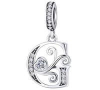 Ciondolo in argento con lettera dell'alfabeto adatto per braccialetti Pandora, idea regalo per donne, 4.8mm-5.0mm, Zirconia cubica