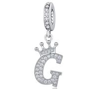 Ciondolo in argento con lettera dell'alfabeto e corona, adatto per braccialetti Pandora, idea regalo per donne, Zirconia cubica