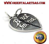 Ciondolo in argento cuore divisibile bi facciale best friends