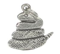 Ciondolo in argento sterling 2D serpente a sonagli .925 x 1 Serpenti e serpenti