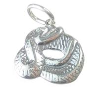 Ciondolo in argento sterling 2D serpente arrotolato .925 x 1 Ciondoli serpenti