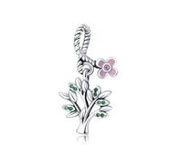 Ciondolo in argento Sterling 925 a forma di albero della vita, fiore e corda, compatibile con braccialetti Pandora