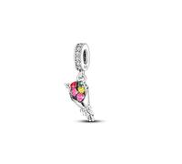 Ciondolo in argento Sterling 925 a forma di bouquet di rose e fiori, compatibile con braccialetti Pandora