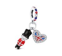 Ciondolo in argento Sterling 925 a forma di guardia del palazzo di Londra, adatto per braccialetti Pandora, da viaggio, con guardie britanniche, regalo di compleanno per donne, MINI, Argento sterling